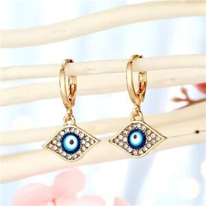 Gold Evil Eye Hoop Earrings